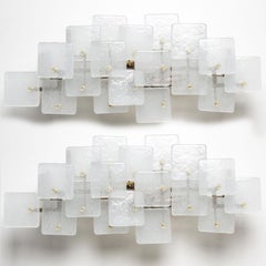 1 der 2 quadratischen Wandleuchten aus Glas und Messing von Doria Leuchten, 1970er Jahre