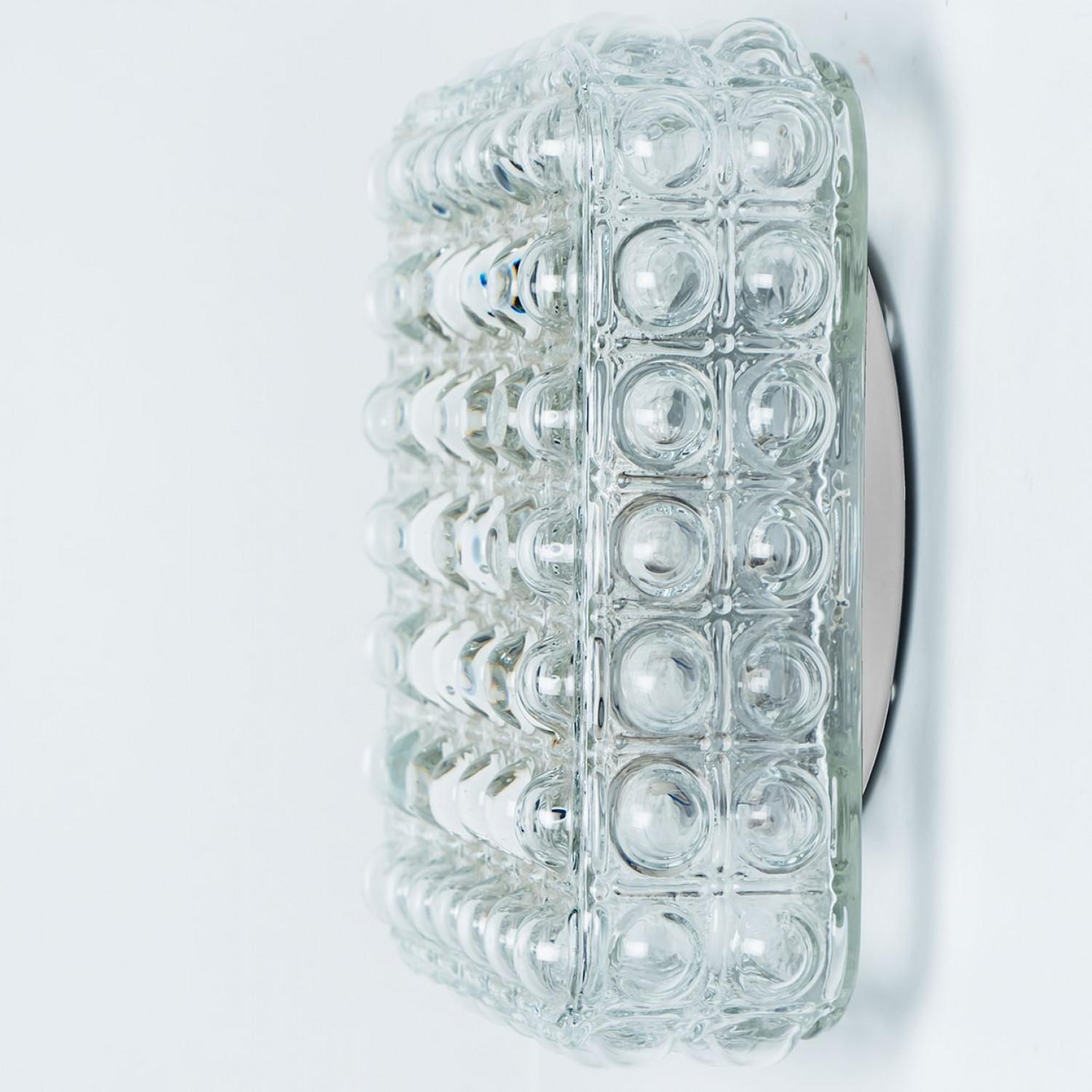 1 of the 2 Square Glass Silver Colored Wall Lights By Helena Tynell, 1970 For Sale 2