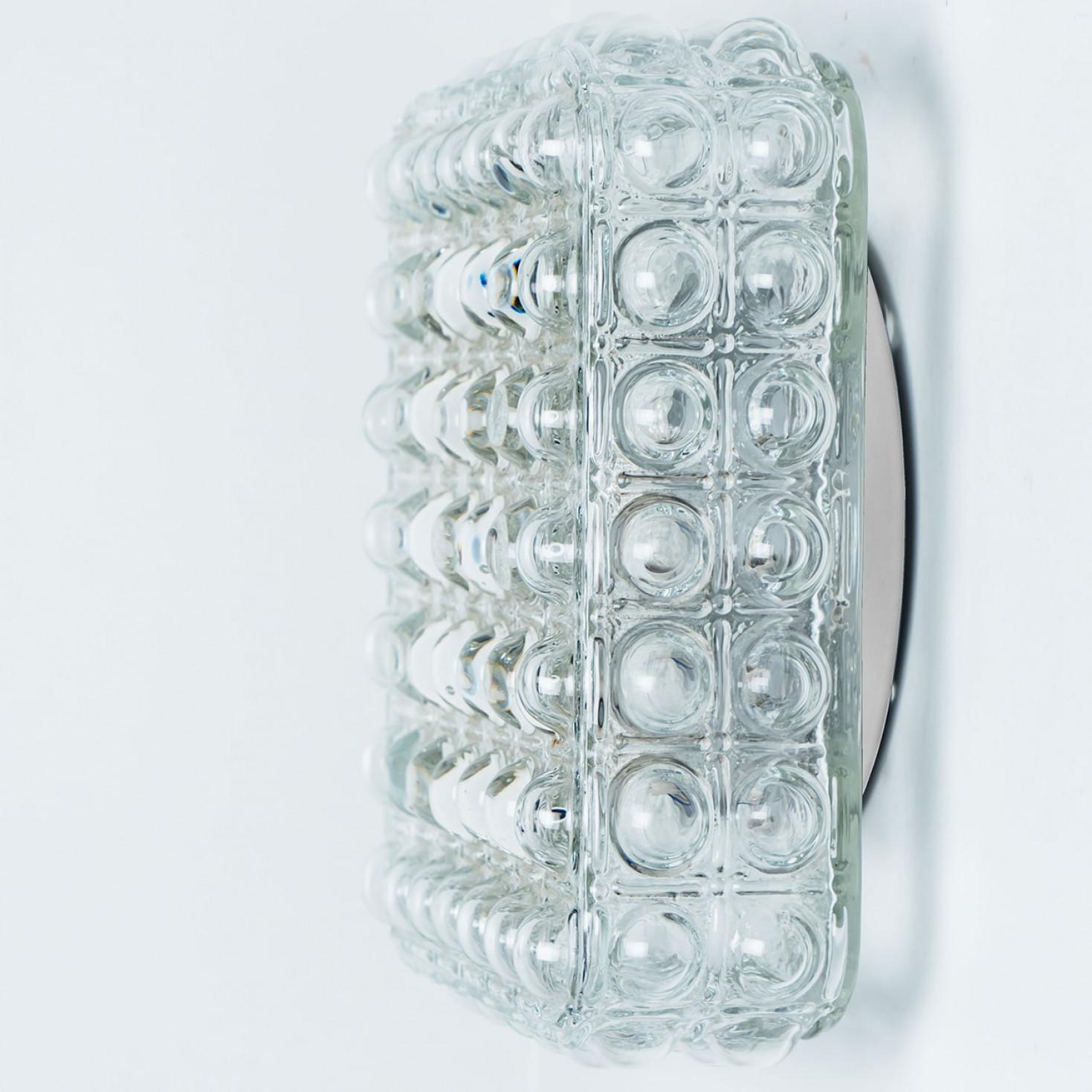 1 of the 2 Square Glass Silver Colored Wall Lights By Helena Tynell, 1970 For Sale 2