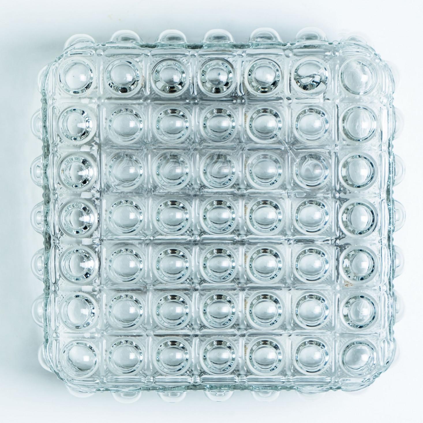 1 of the 2 Square Glass Silver Colored Wall Lights By Helena Tynell, 1970 For Sale 4