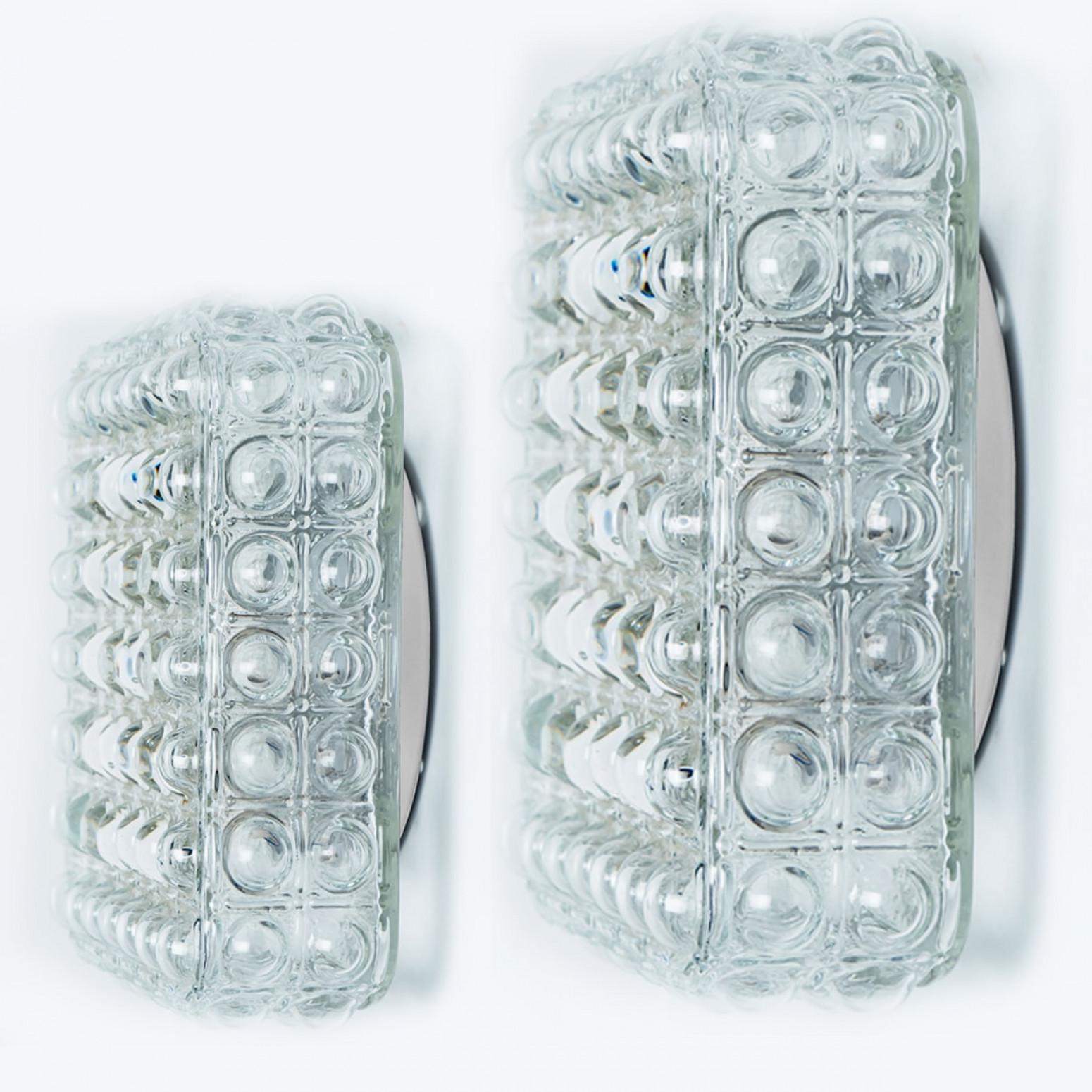 1 of the 2 Square Glass Silver Colored Wall Lights By Helena Tynell, 1970 For Sale 6