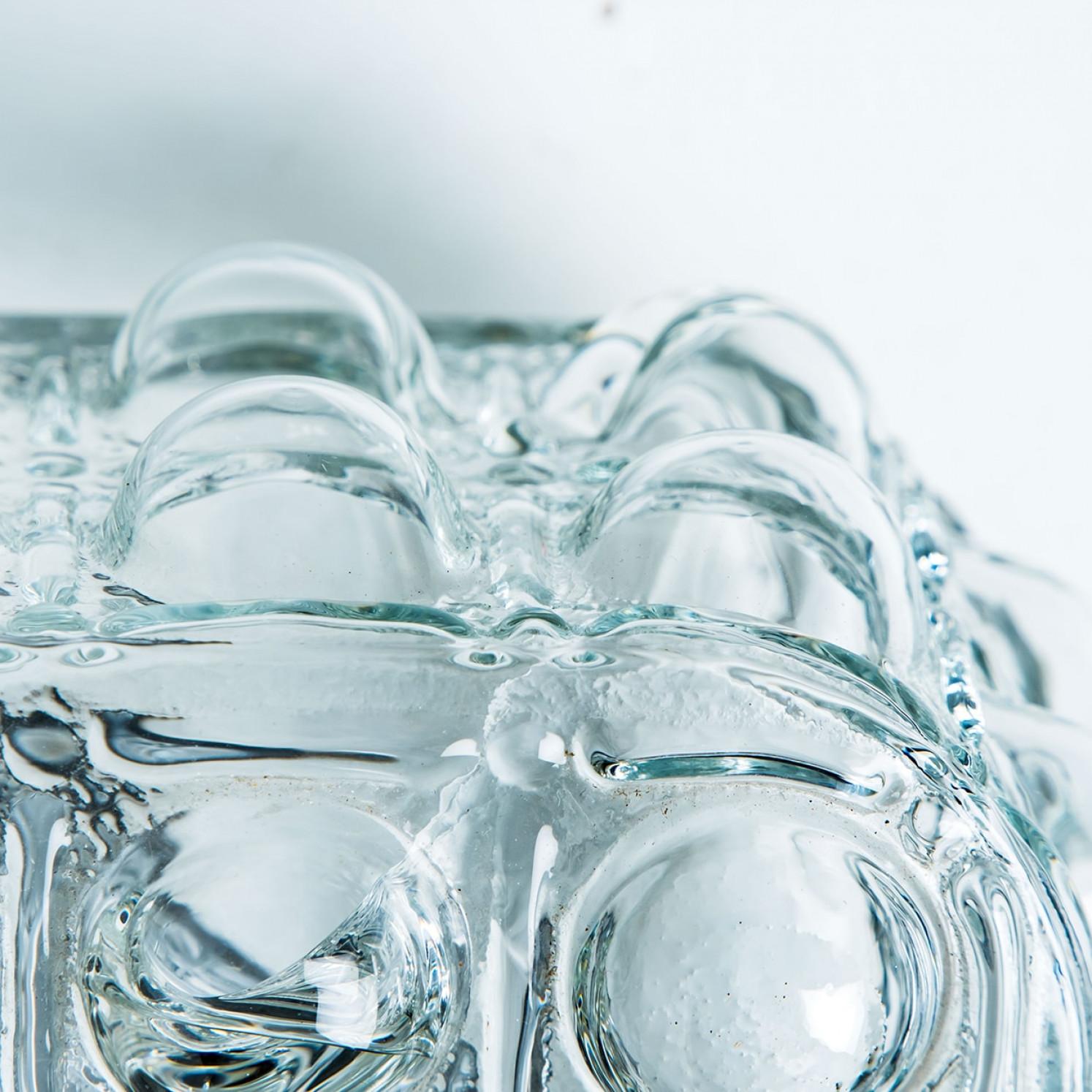 1 of the 2 Square Glass Silver Colored Wall Lights By Helena Tynell, 1970 In Good Condition For Sale In Rijssen, NL