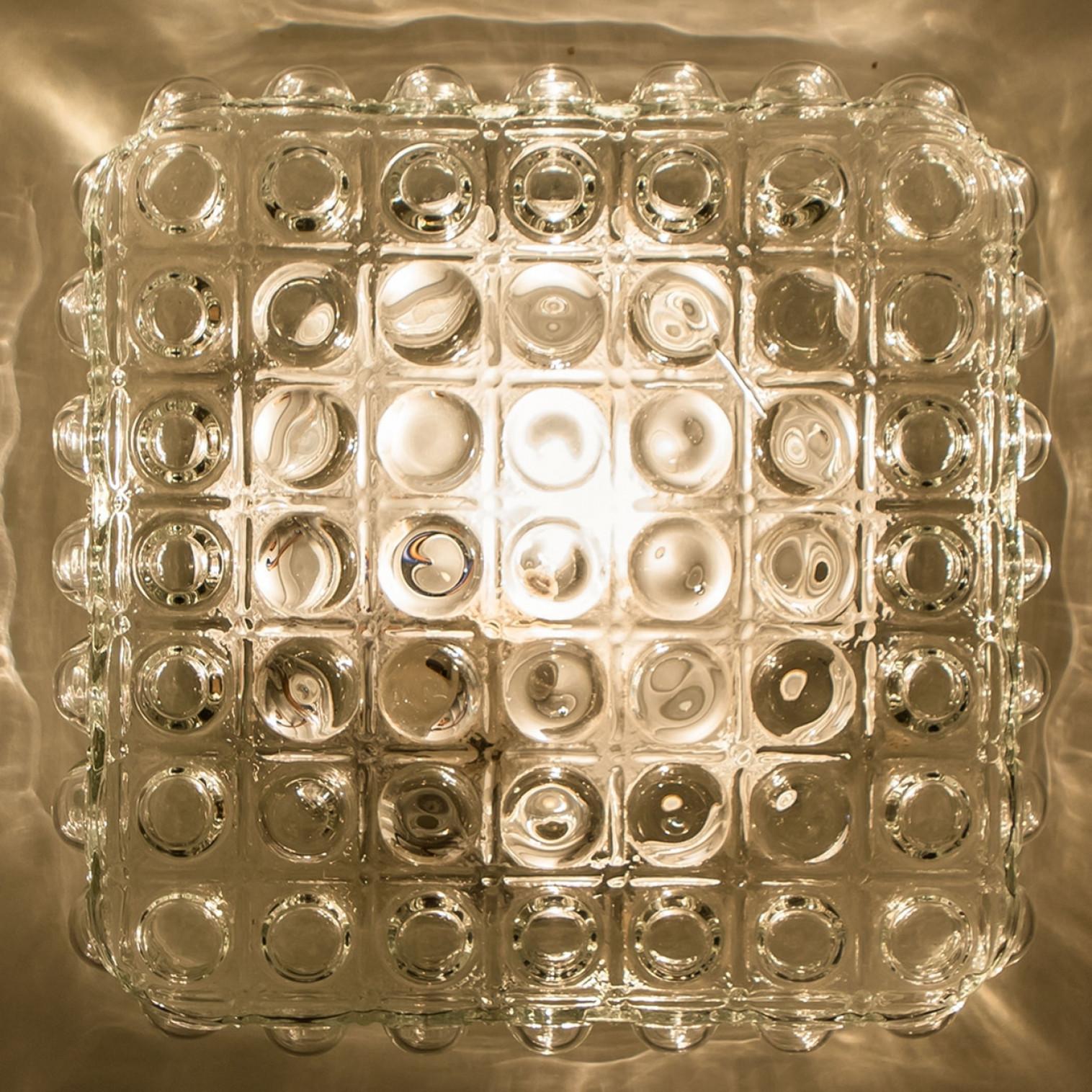 Late 17th Century 1 of the 2 Square Glass Silver Colored Wall Lights By Helena Tynell, 1970 For Sale