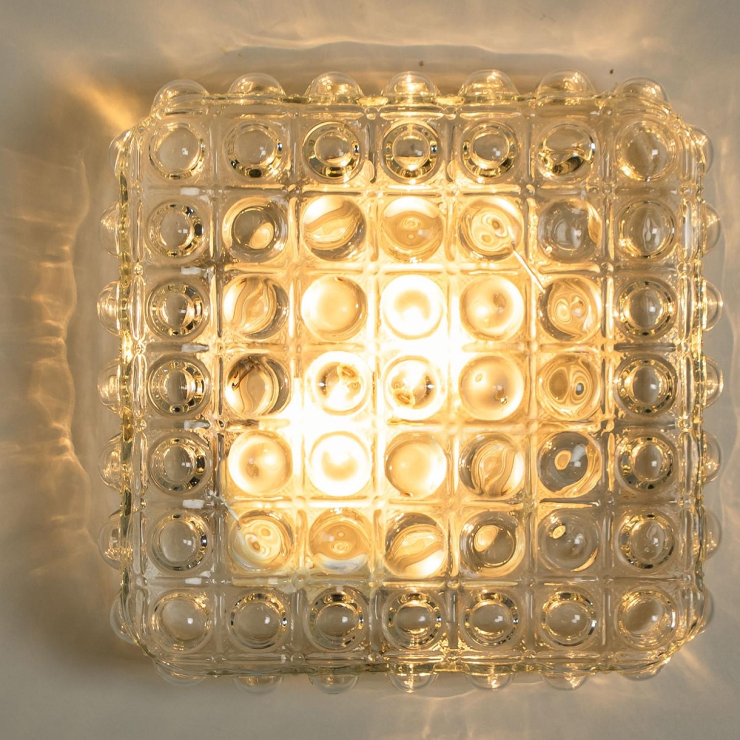 Metal 1 of the 2 Square Glass Silver Colored Wall Lights By Helena Tynell, 1970 For Sale