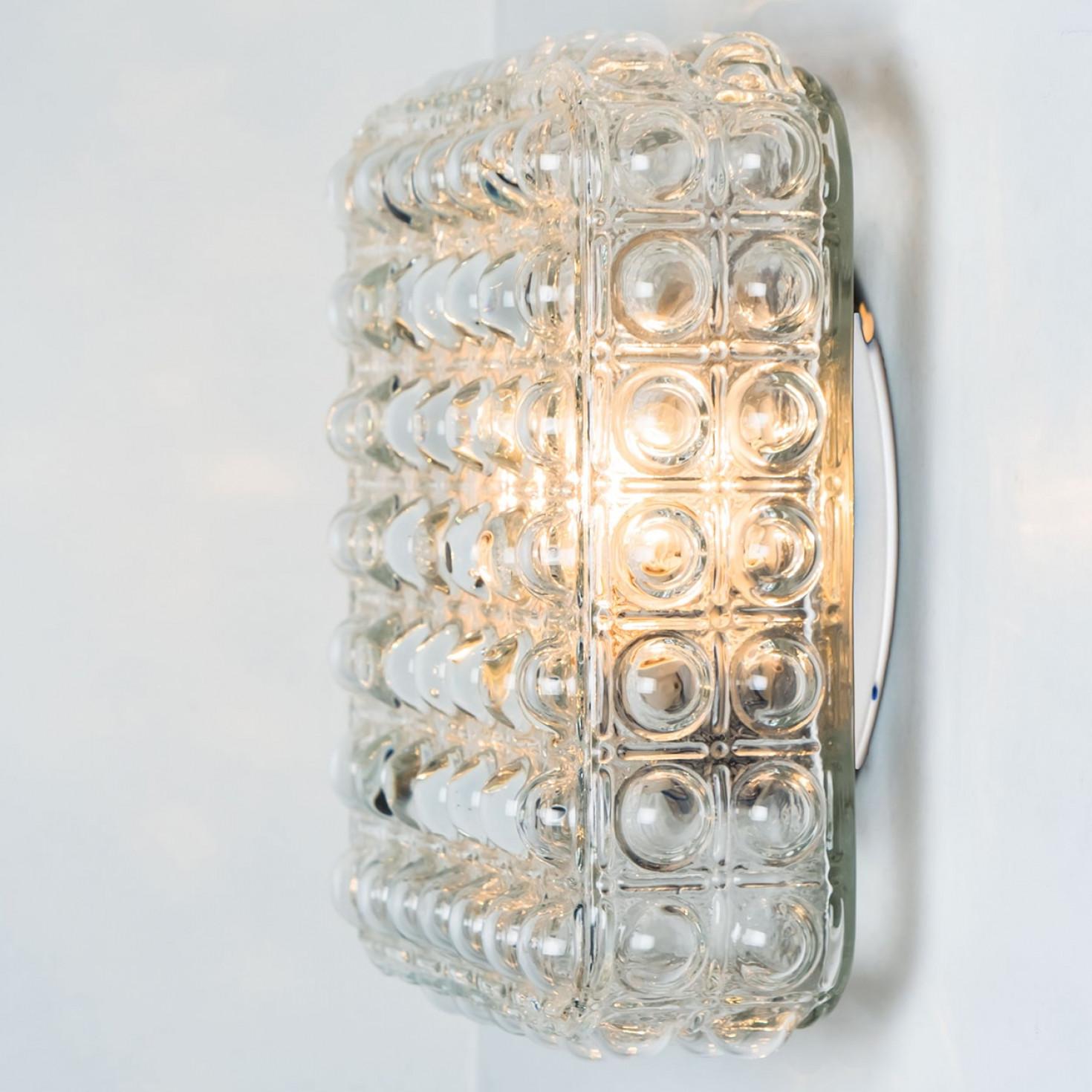 1 of the 2 Square Glass Silver Colored Wall Lights By Helena Tynell, 1970 For Sale 1