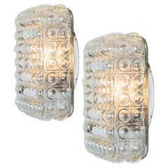 1 of the 2 Square Glass Silver Colored Wall Lights By Helena Tynell, 1970