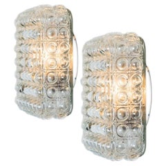 1 of the 2 Square Glass Silver Colored Wall Lights By Helena Tynell, 1970
