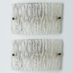 1 of the 2 Square Ribbed Glass Wall Lights by Kaiser Leuchten, 1960