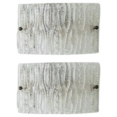 1 of the 2 Square Ribbed Glass Wall Lights by Kaiser Leuchten, 1960