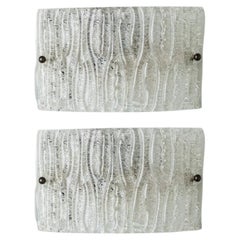 1 of the 2 Square Ribbed Glass Wall Lights by Kaiser Leuchten, 1960