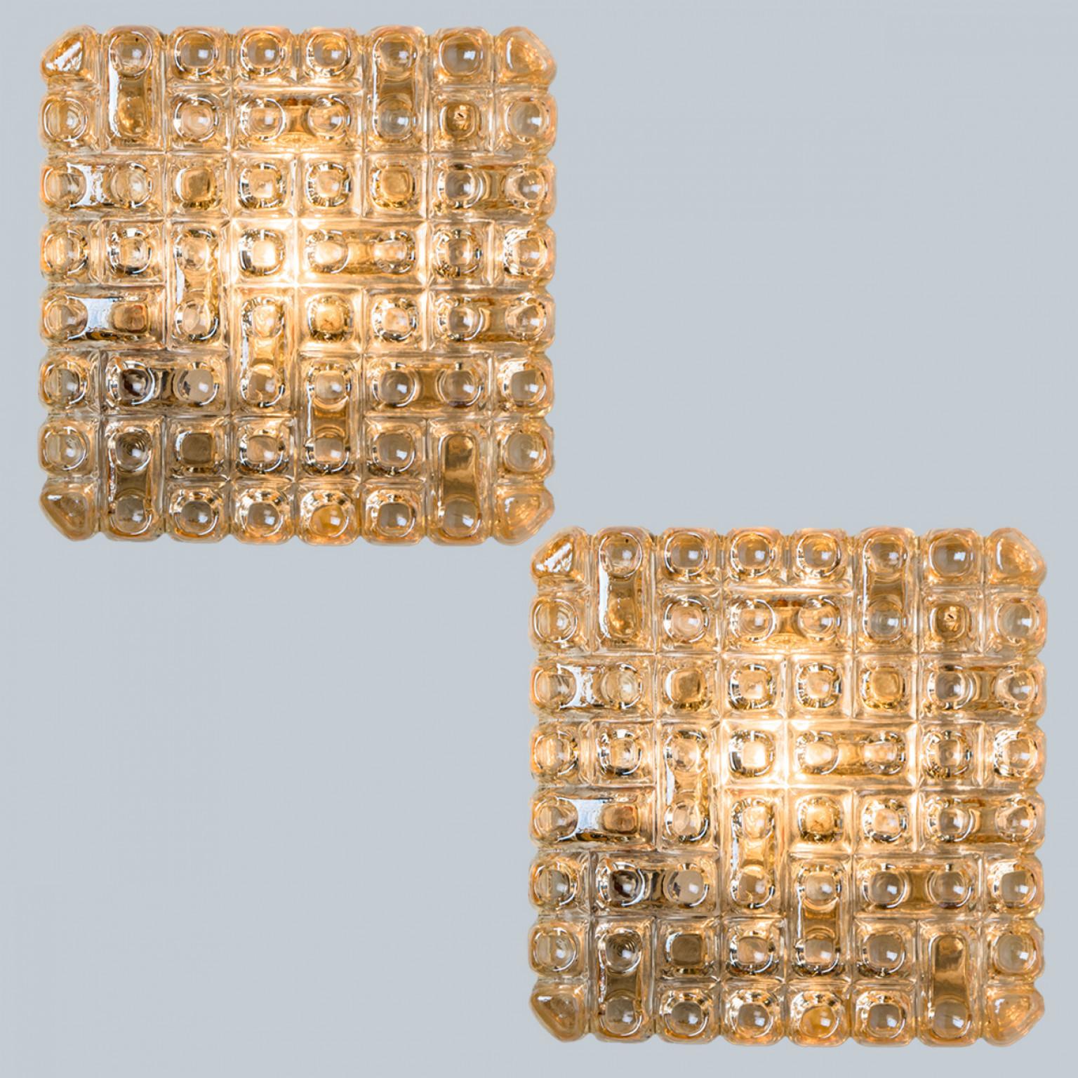 1 of the 2 Square Textured Glass Wall Lights,  Germany For Sale 3