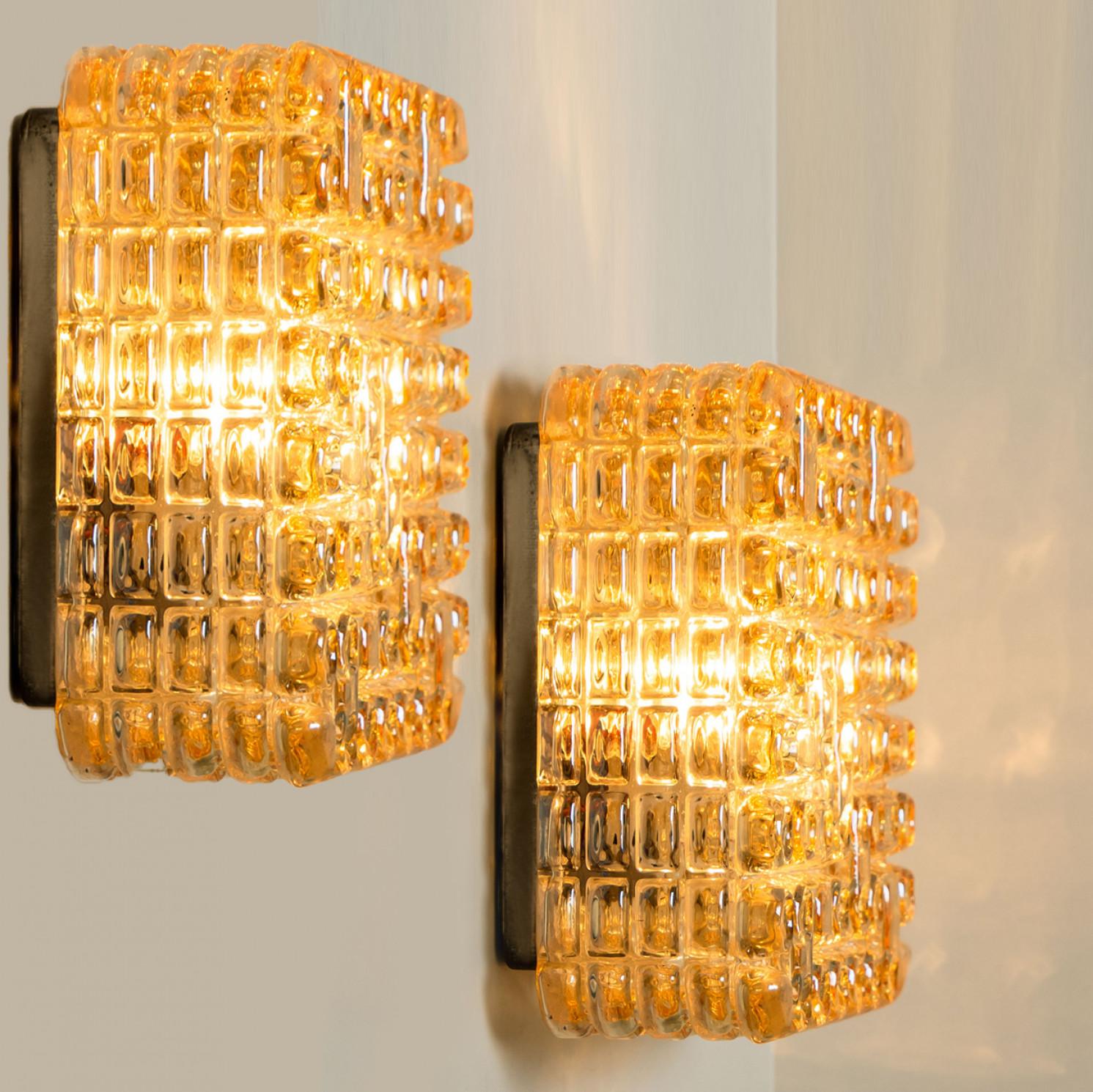 1 of the 2 Square Textured Glass Wall Lights,  Germany For Sale 4