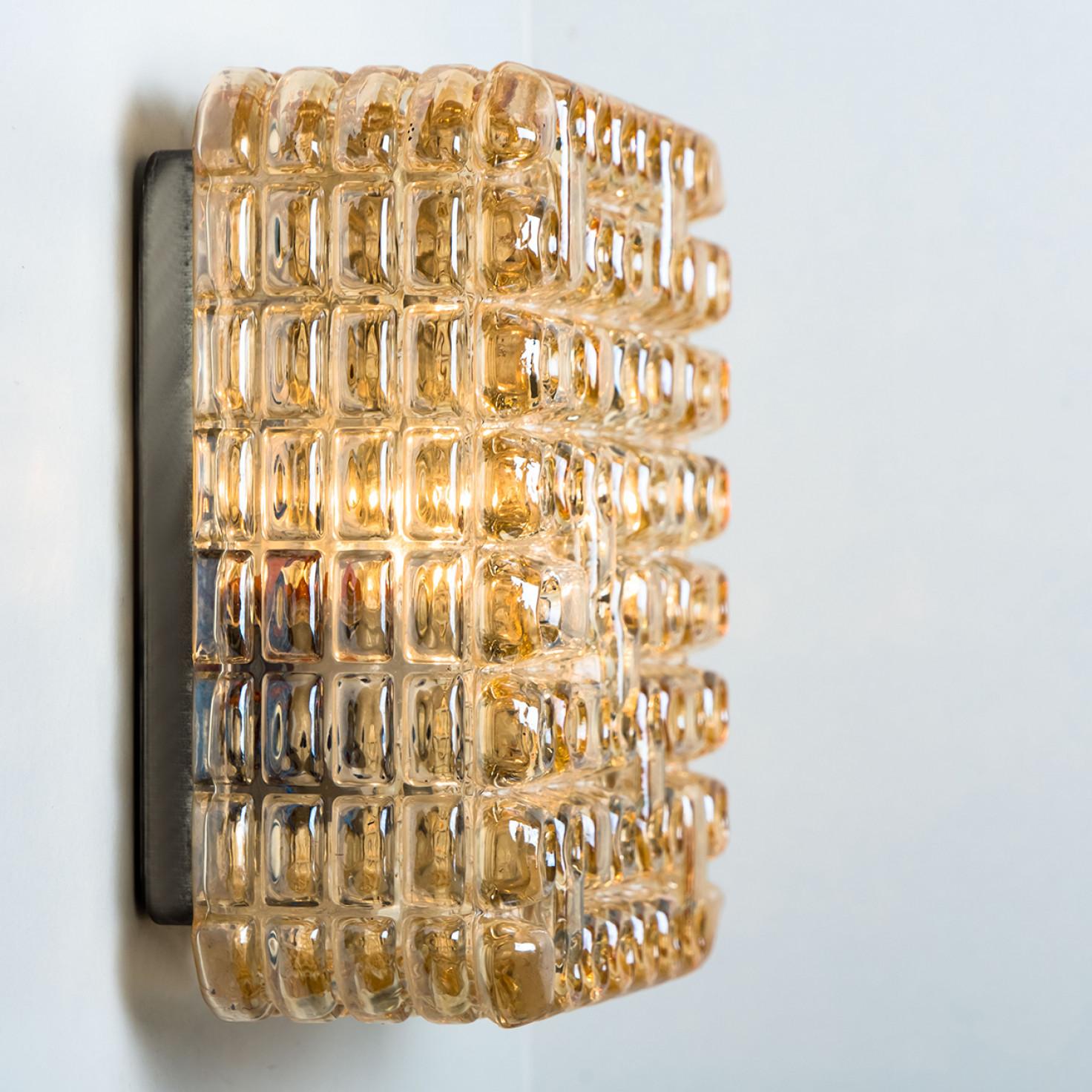 1 of the 2 Square Textured Glass Wall Lights,  Germany For Sale 1
