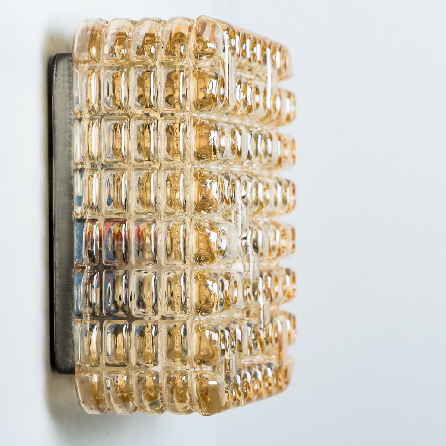1 of the 2 Square Textured Glass Wall Lights,  Germany For Sale 2