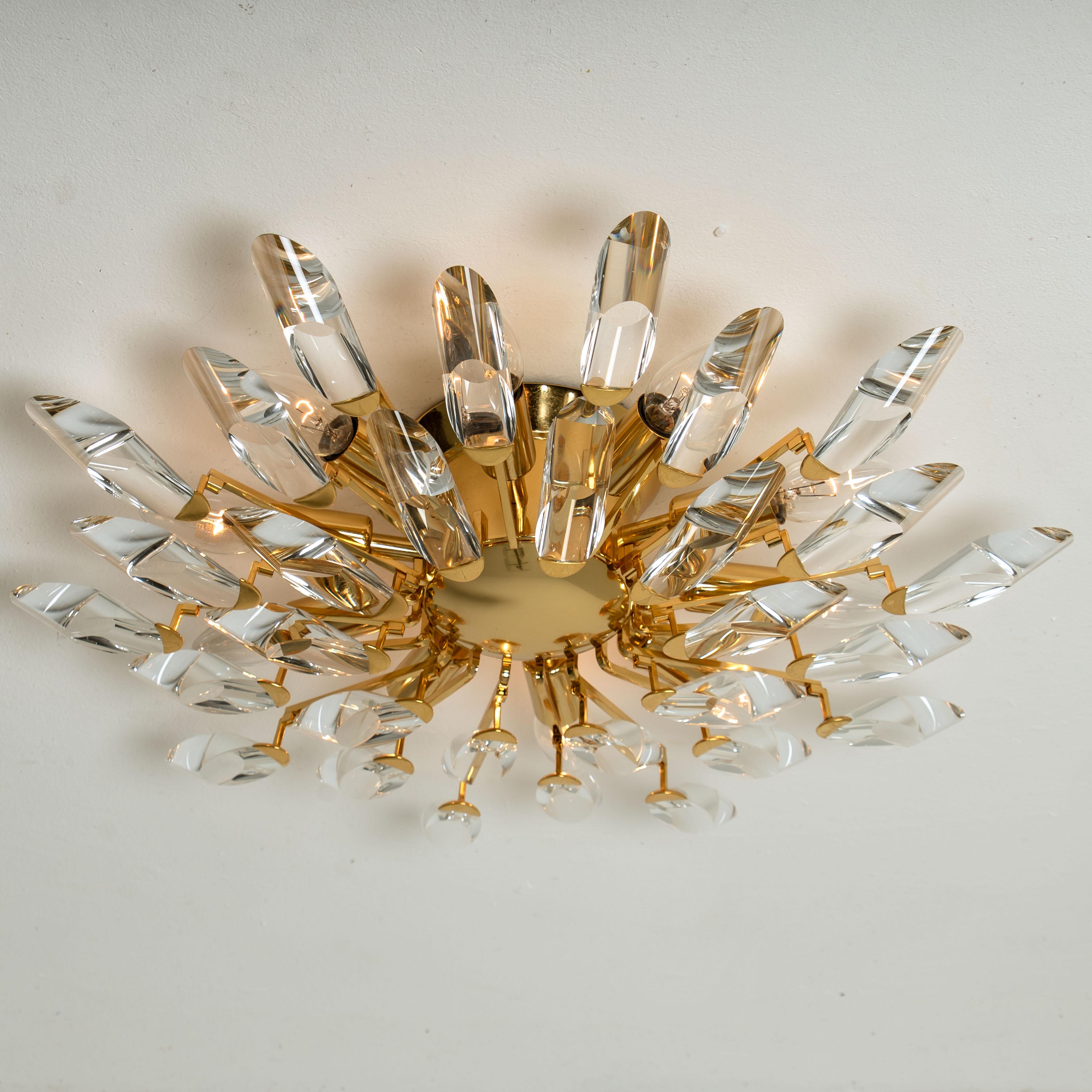 1 of the 2 Stilkronen Crystal and Gilded Brass Italian Flushmounts/ Sconces 3