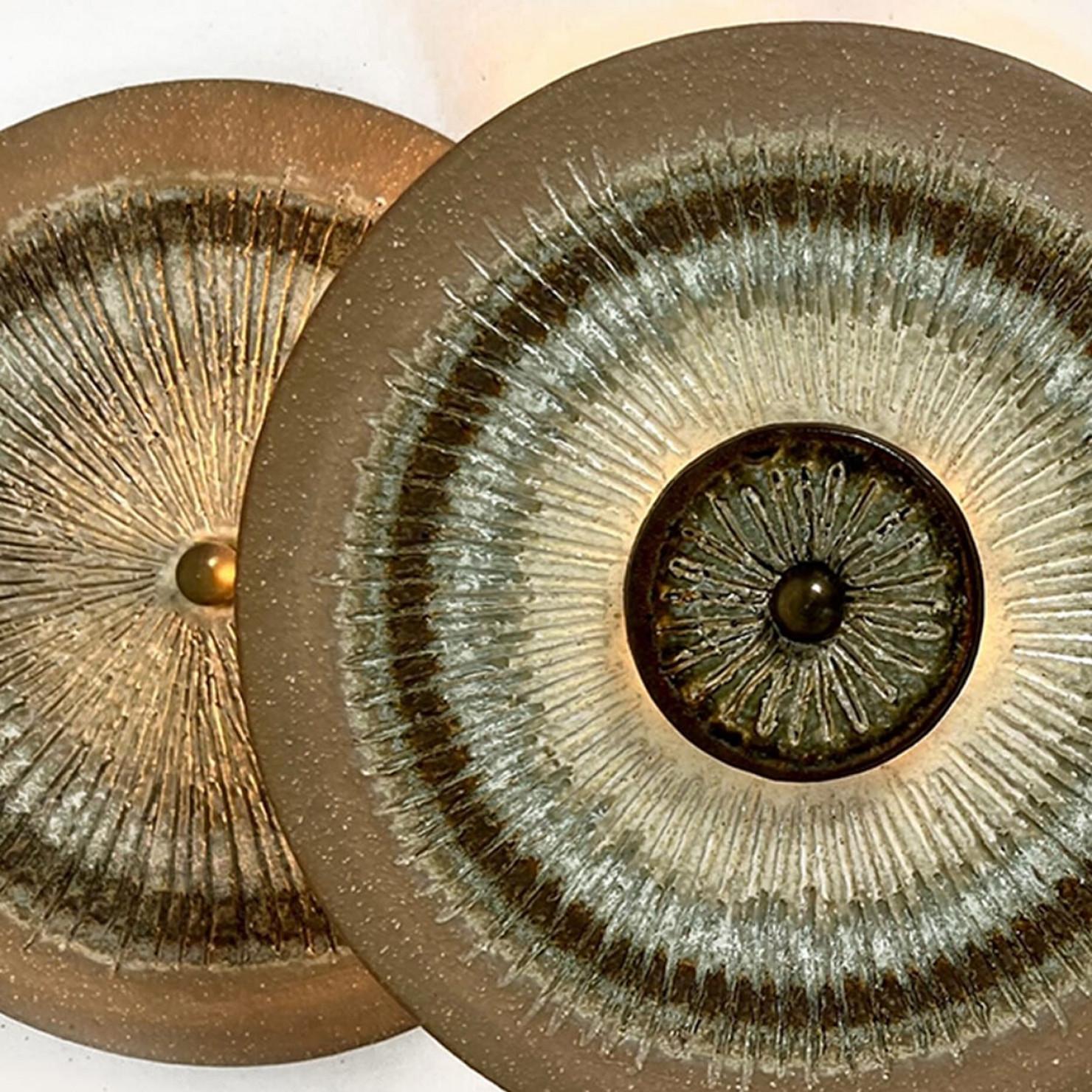 1 of the 2 Stunning Ceramic Wall Lights, Denmark, 1970 In Good Condition For Sale In Rijssen, NL