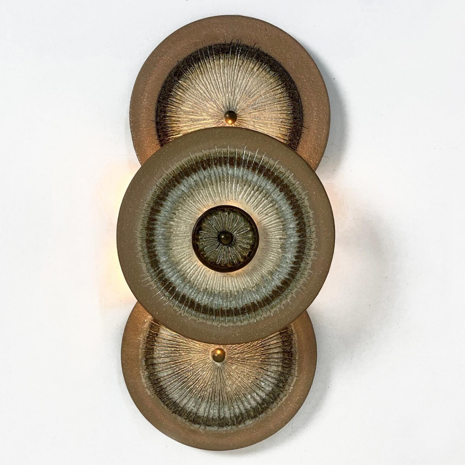 Late 20th Century 1 of the 2 Stunning Ceramic Wall Lights, Denmark, 1970 For Sale