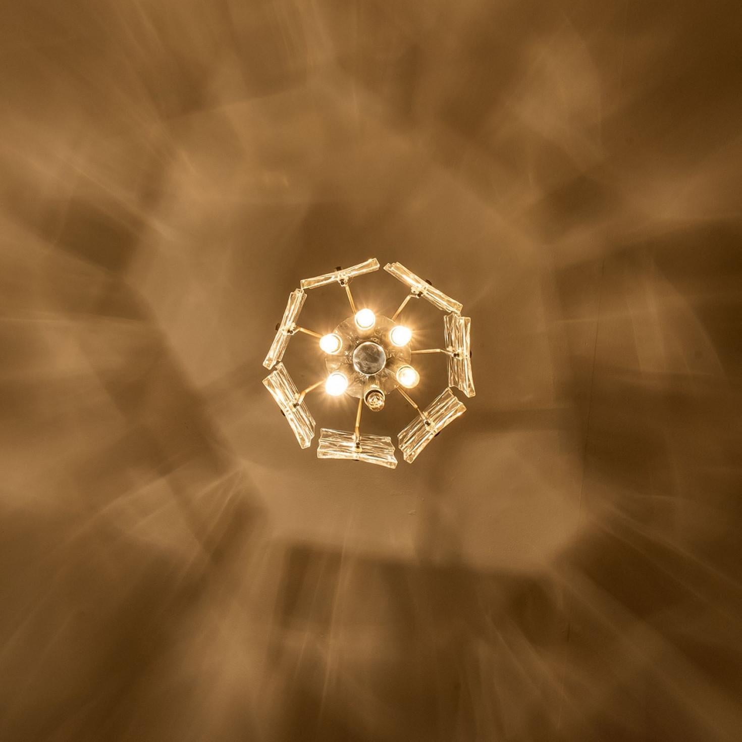 1 of the 2 Stunning Faceted Crystal and Chrome Pendants, Kinkeldey For Sale 4