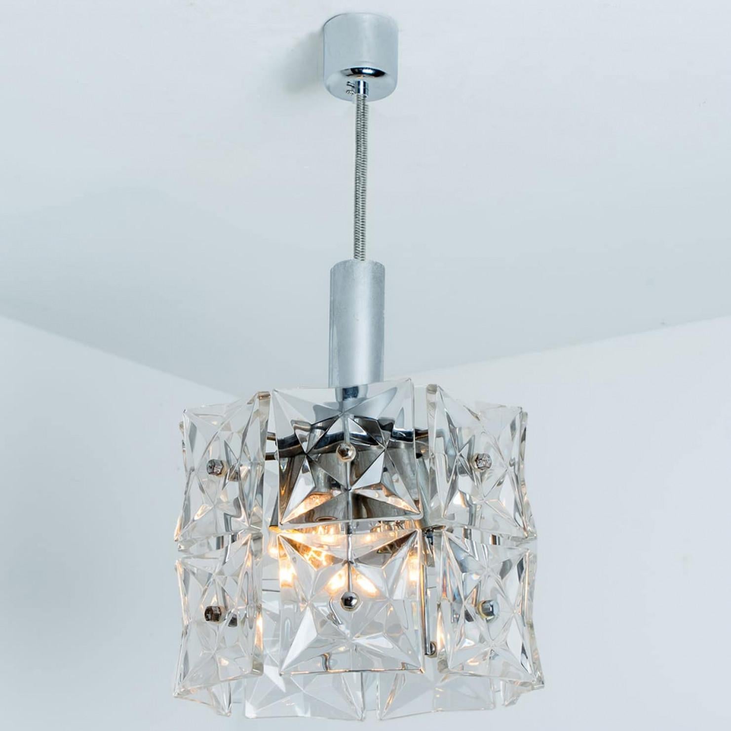 1 of the 2 Stunning Faceted Crystal and Chrome Pendants, Kinkeldey For Sale 6