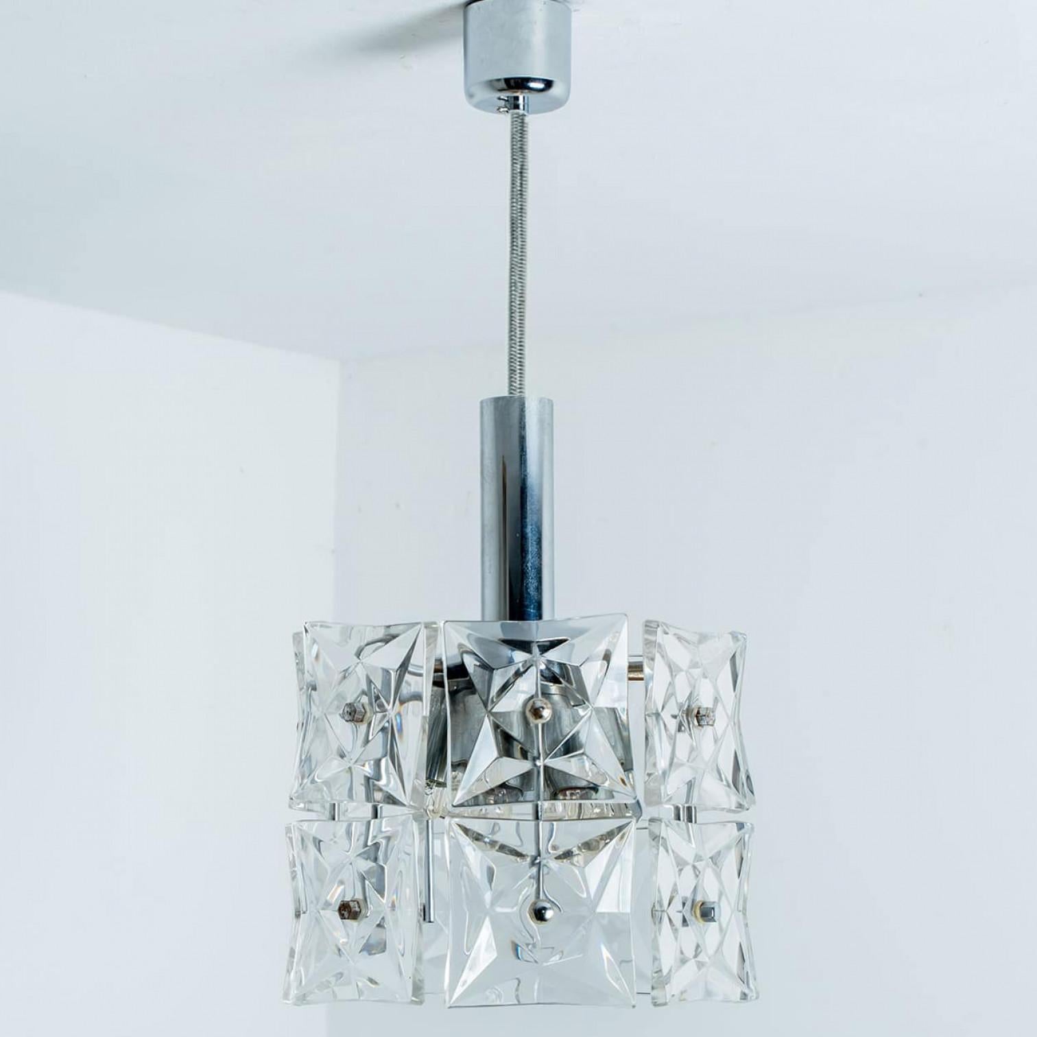 1 of the 2 Stunning Faceted Crystal and Chrome Pendants, Kinkeldey For Sale 7