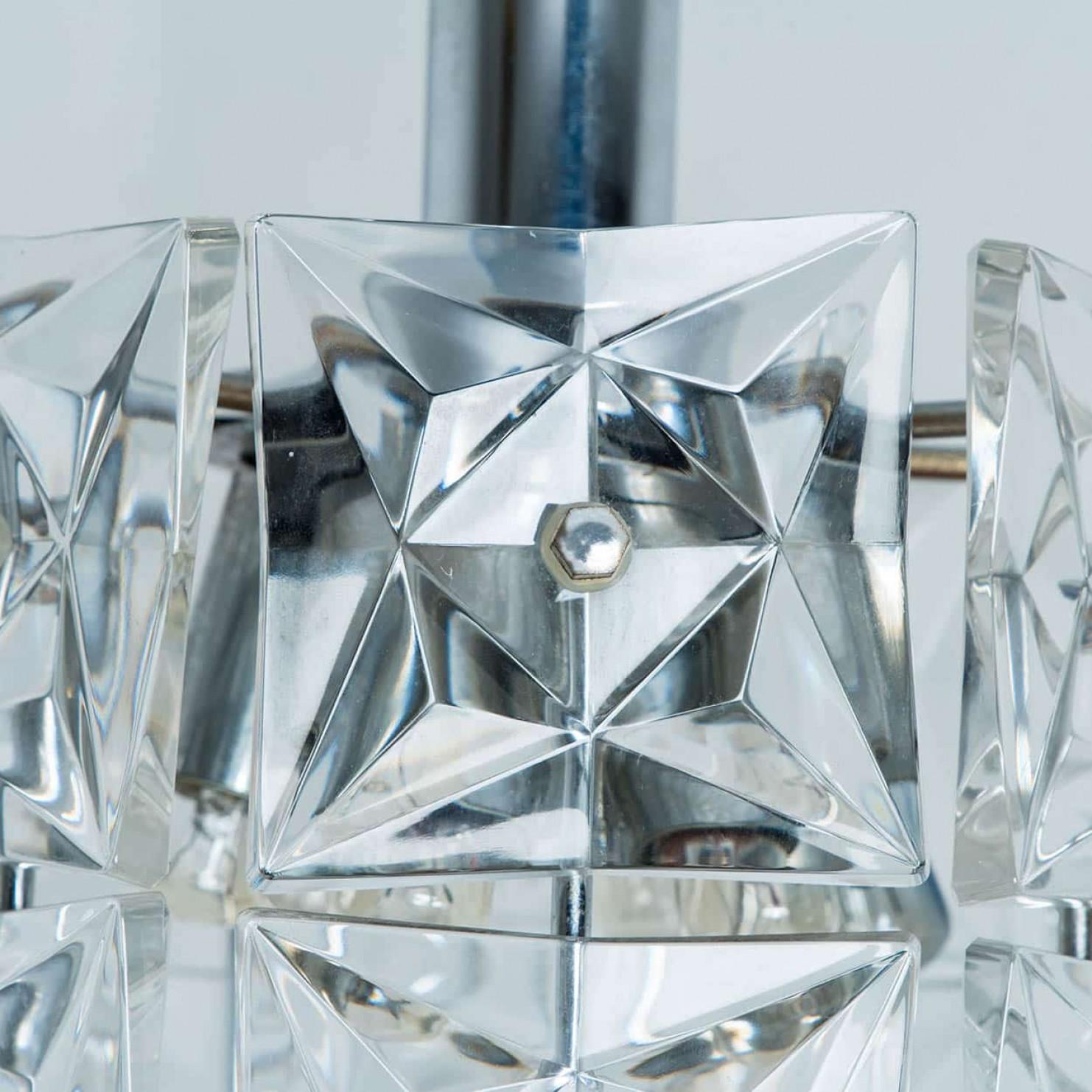 Austrian 1 of the 2 Stunning Faceted Crystal and Chrome Pendants, Kinkeldey For Sale