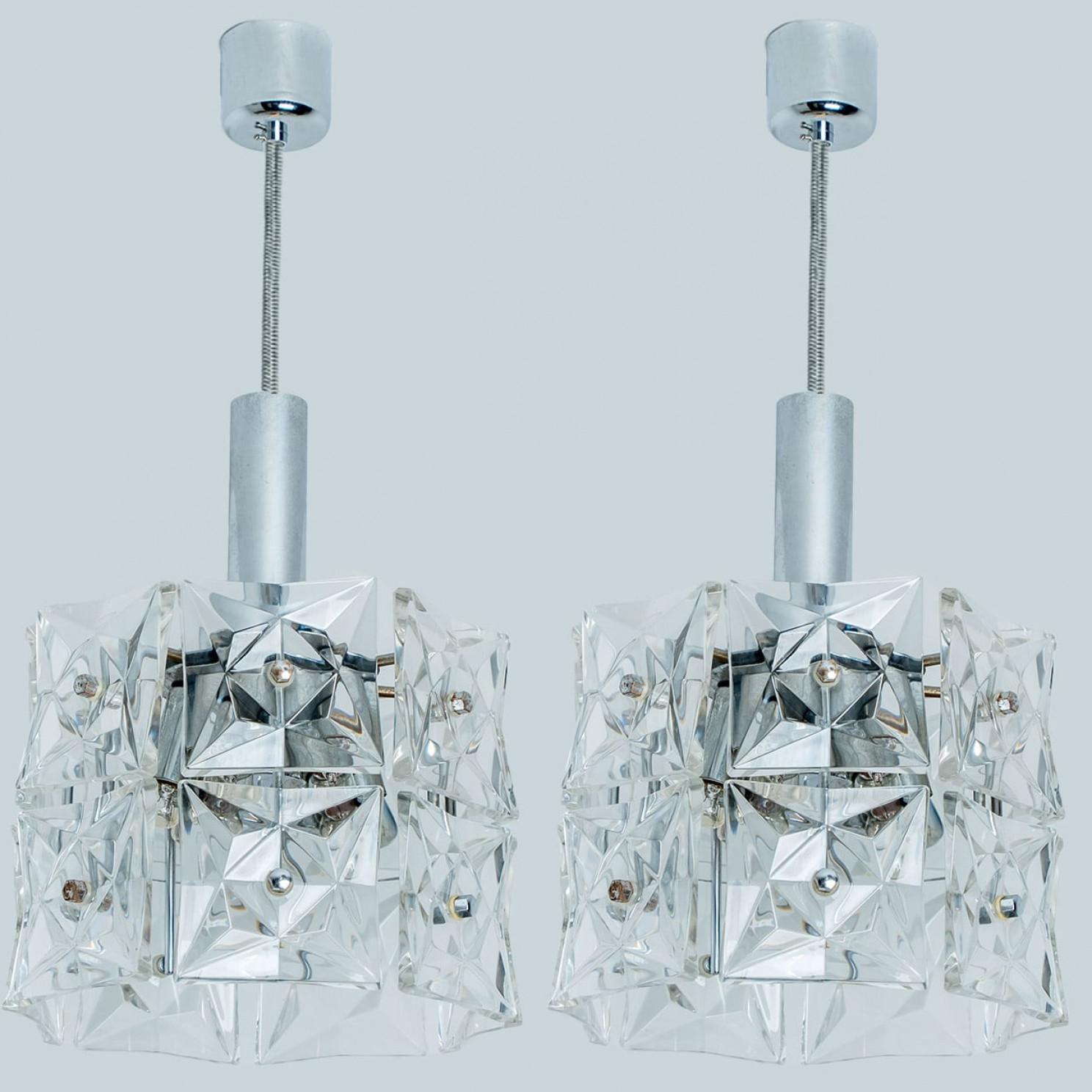 1 of the 2 Stunning Faceted Crystal and Chrome Pendants, Kinkeldey In Good Condition For Sale In Rijssen, NL