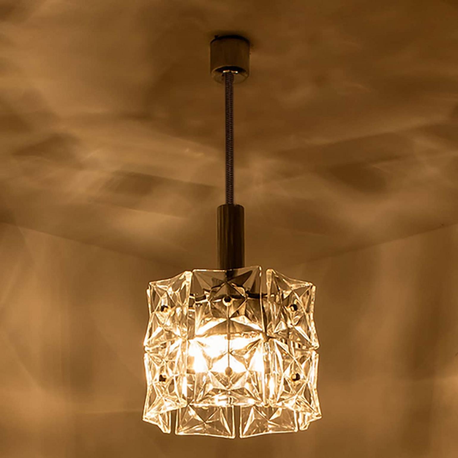 1 of the 2 Stunning Faceted Crystal and Chrome Pendants, Kinkeldey For Sale 1