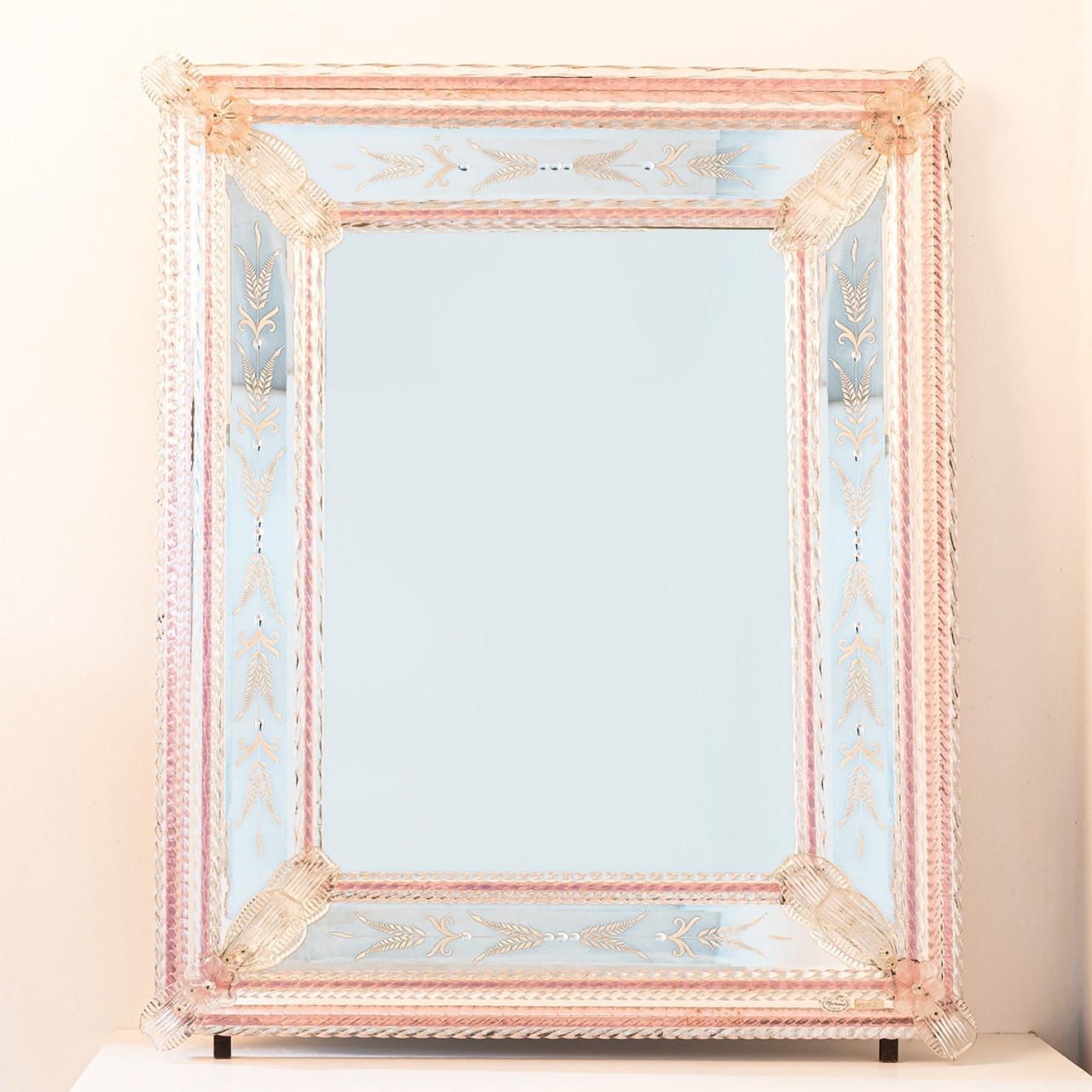 1 of the 2 Stunning Fratelli Barbini Mirrors With Murano Glass, 1980 For Sale 6