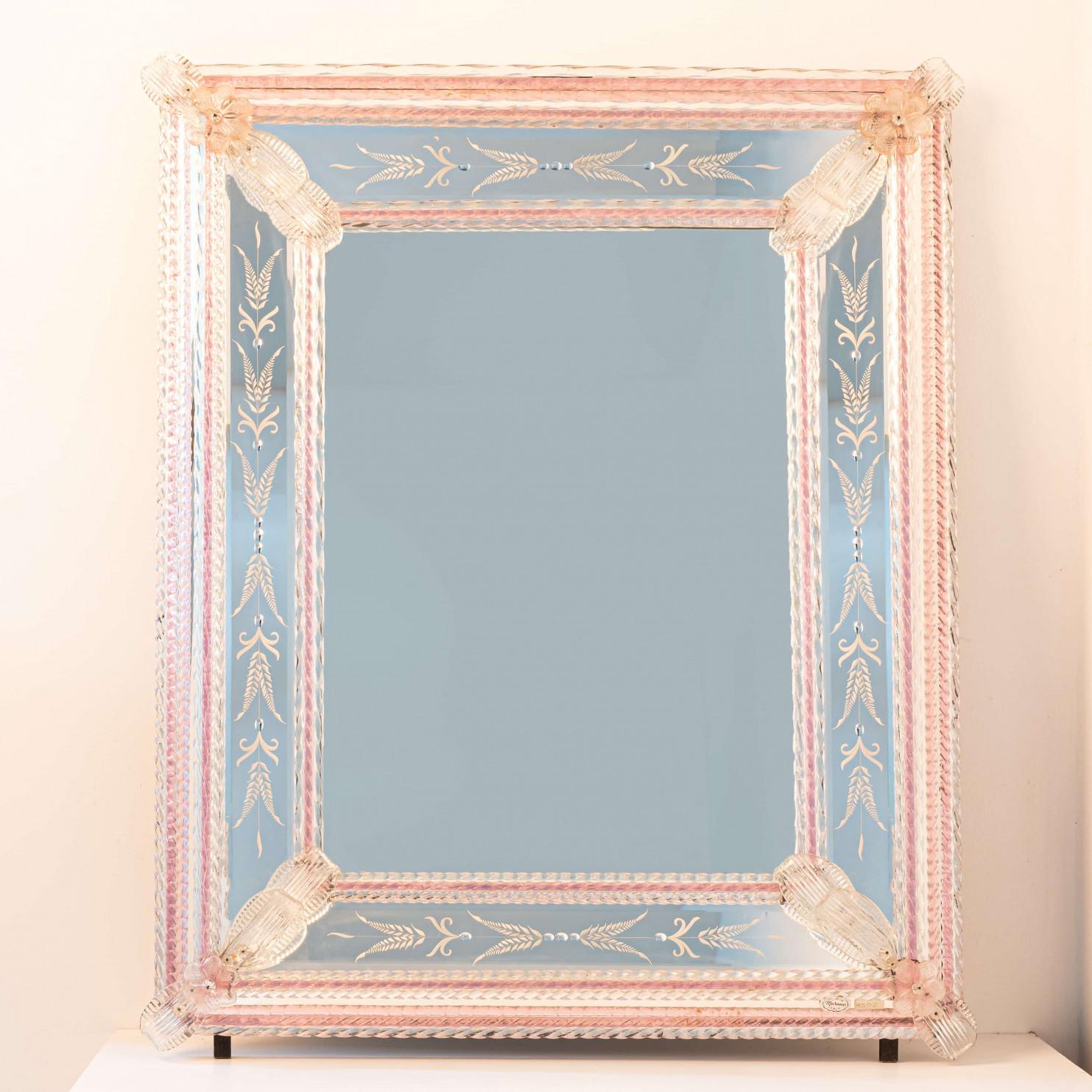 Other 1 of the 2 Stunning Fratelli Barbini Mirrors With Murano Glass, 1980 For Sale