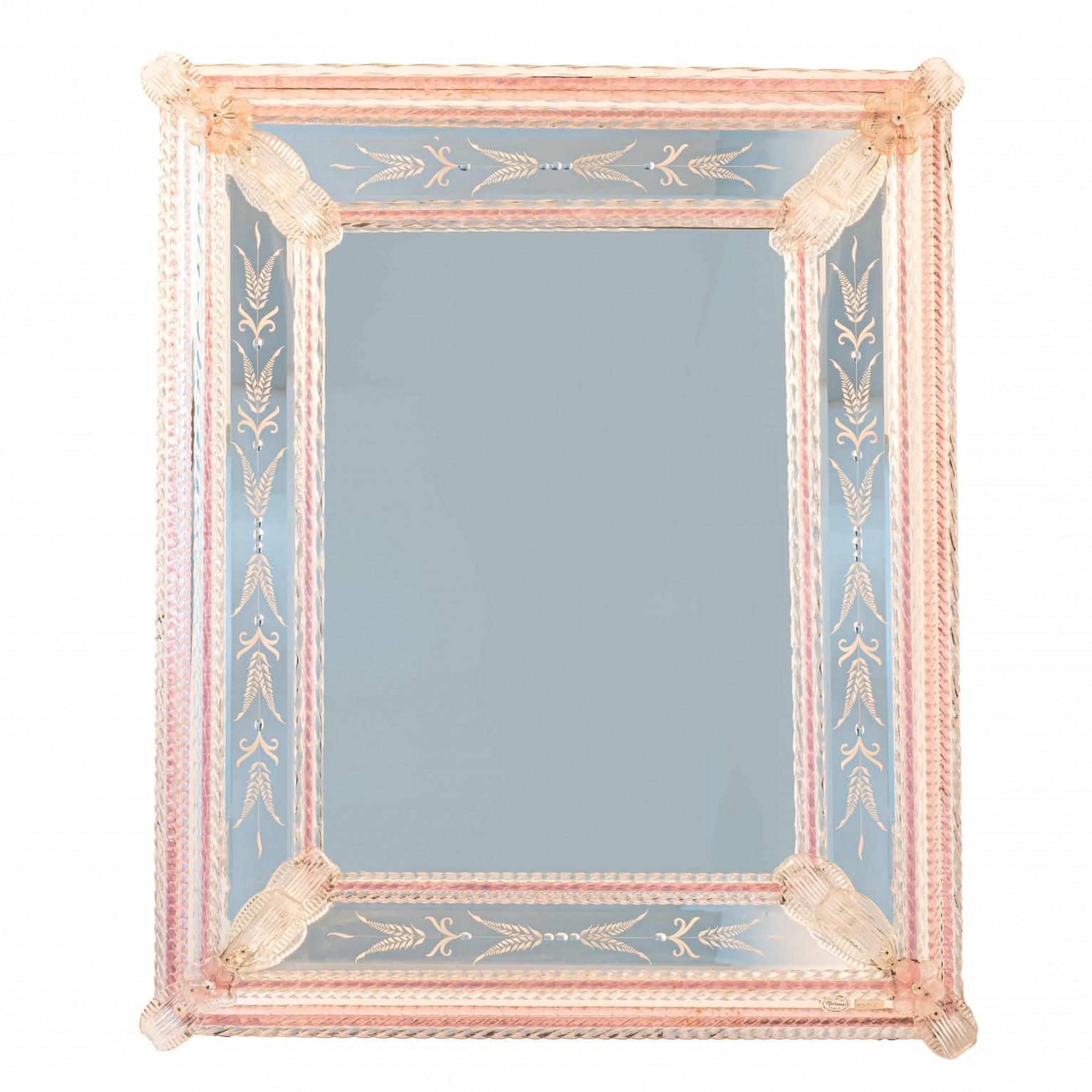 1 of the 2 Stunning Fratelli Barbini Mirrors With Murano Glass, 1980 In Good Condition For Sale In Rijssen, NL