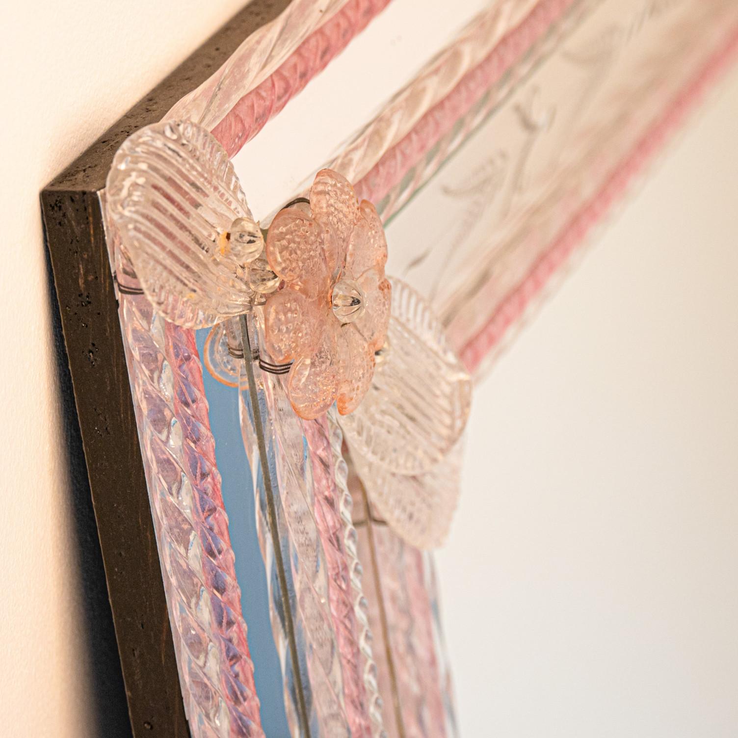 1 of the 2 Stunning Fratelli Barbini Mirrors With Murano Glass, 1980 For Sale 2
