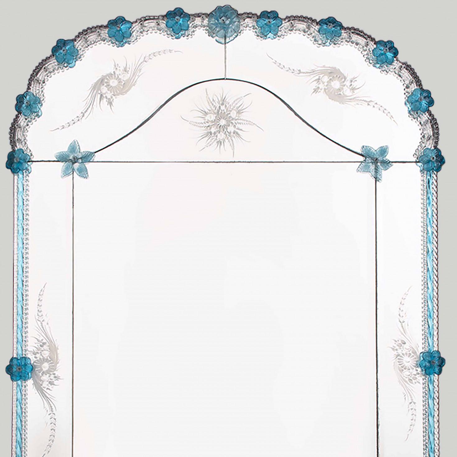 1 of the 2 Stunning Large Venetian Archtop Mirrors With Murano Glass For Sale 5