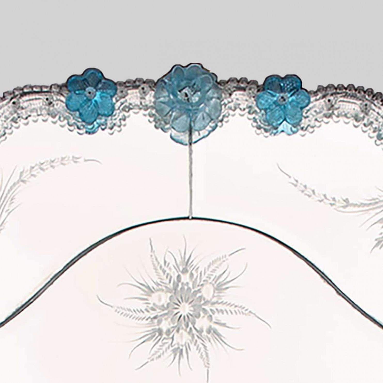 Rococo 1 of the 2 Stunning Large Venetian Archtop Mirrors With Murano Glass For Sale