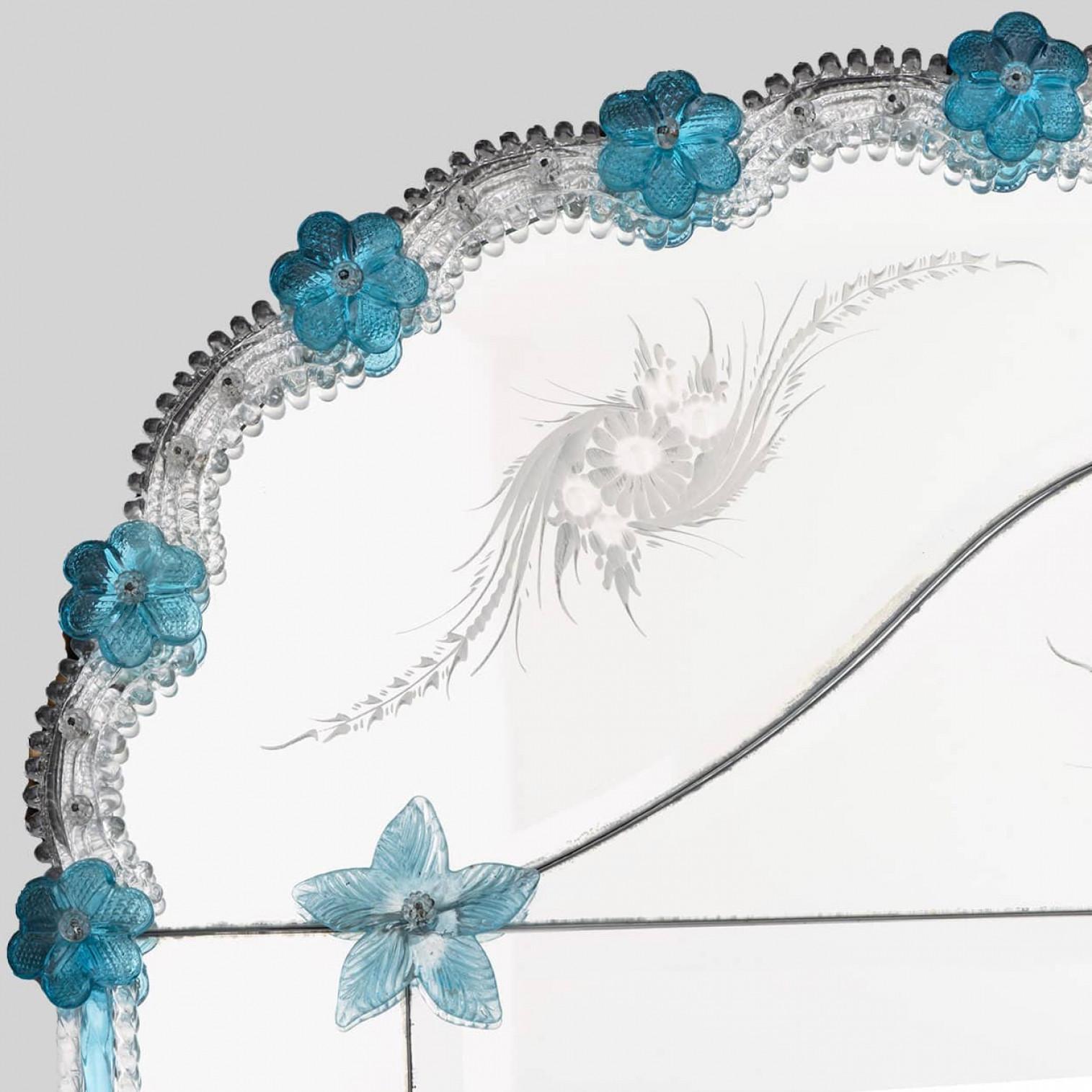 Other 1 of the 2 Stunning Large Venetian Archtop Mirrors With Murano Glass For Sale