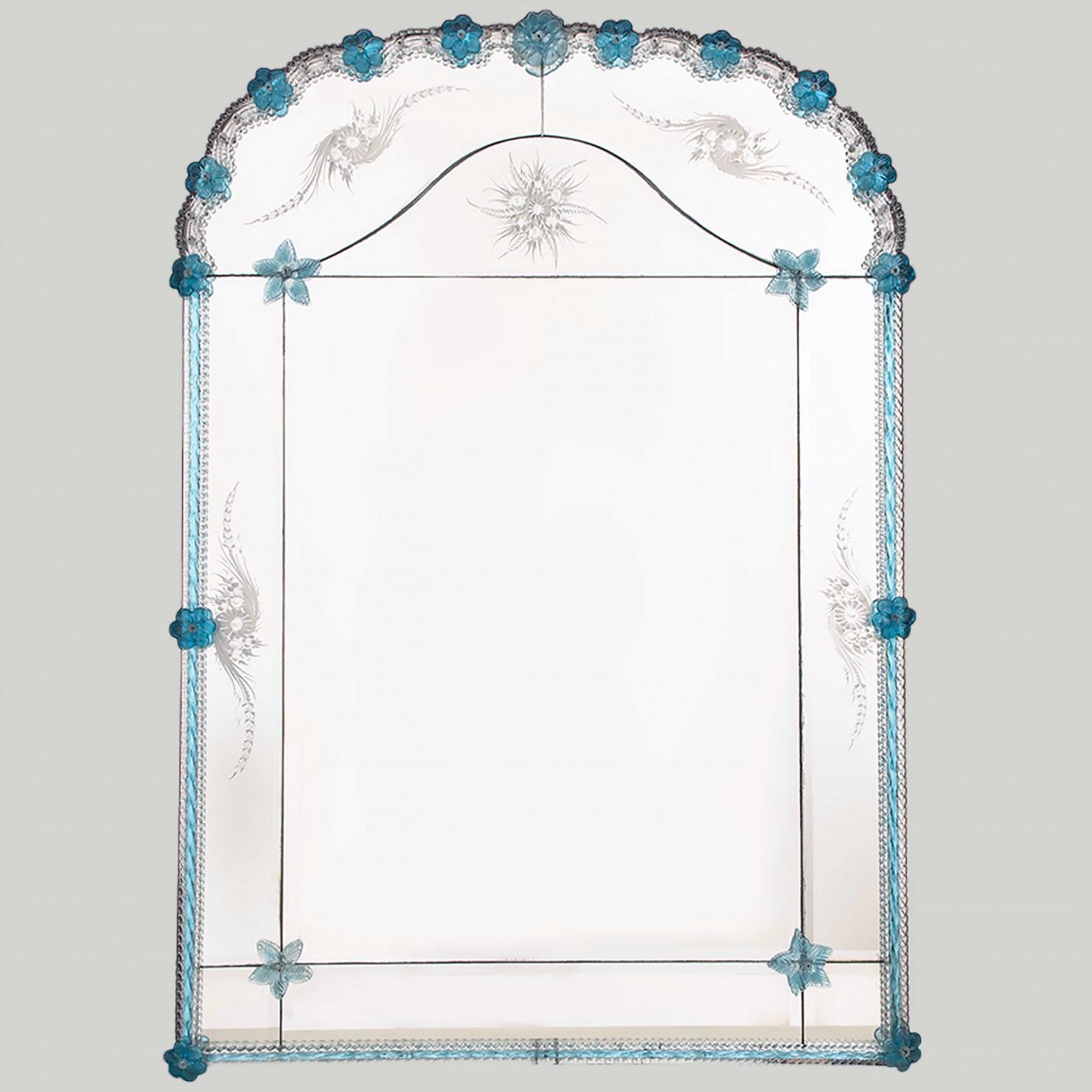 1 of the 2 Stunning Large Venetian Archtop Mirrors With Murano Glass For Sale 2