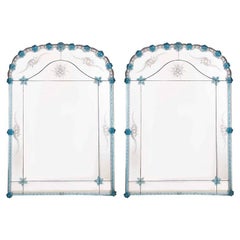 1 de los 2 Impresionantes Espejos de Arco Venecianos Grandes con Cristal de Murano