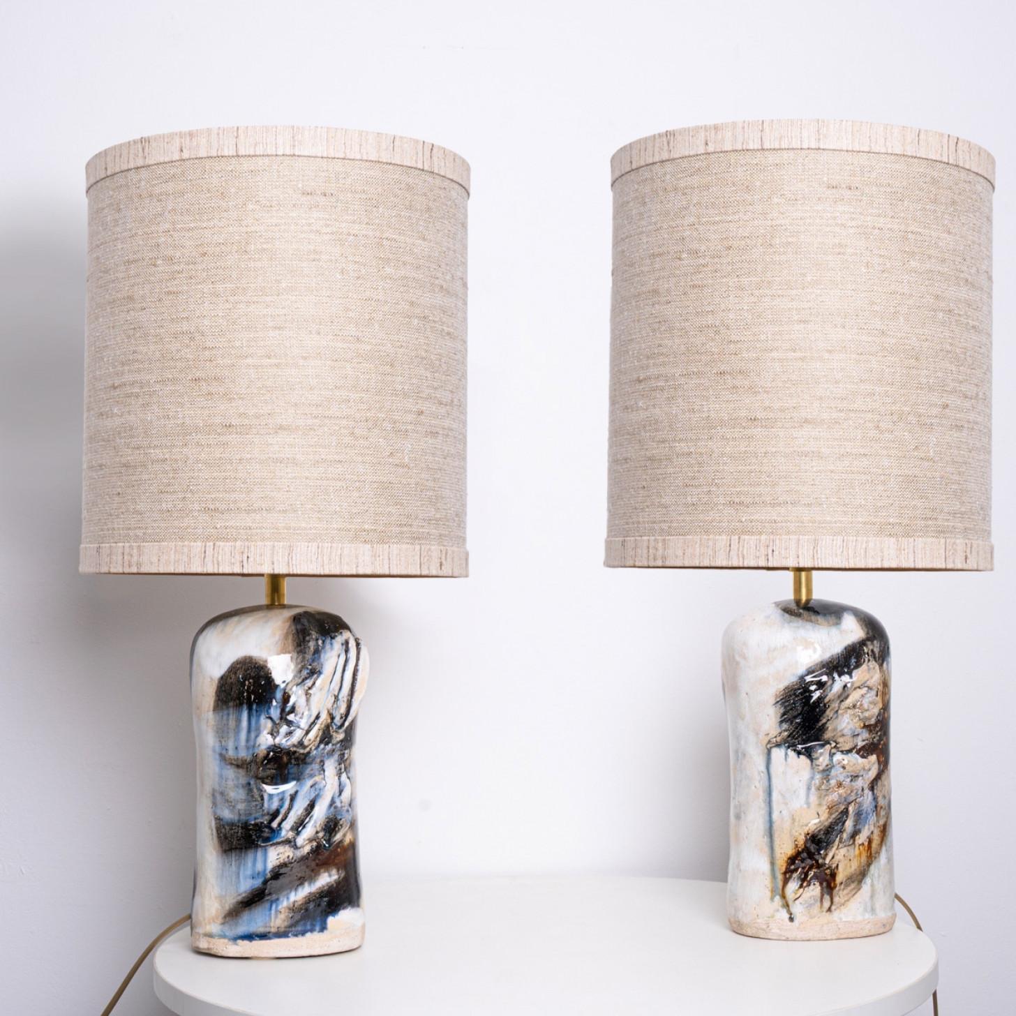 Ceramic 1 of the 2 Stunning Table Lamps by Jeppe Hagendorn, Denmark 1960s For Sale
