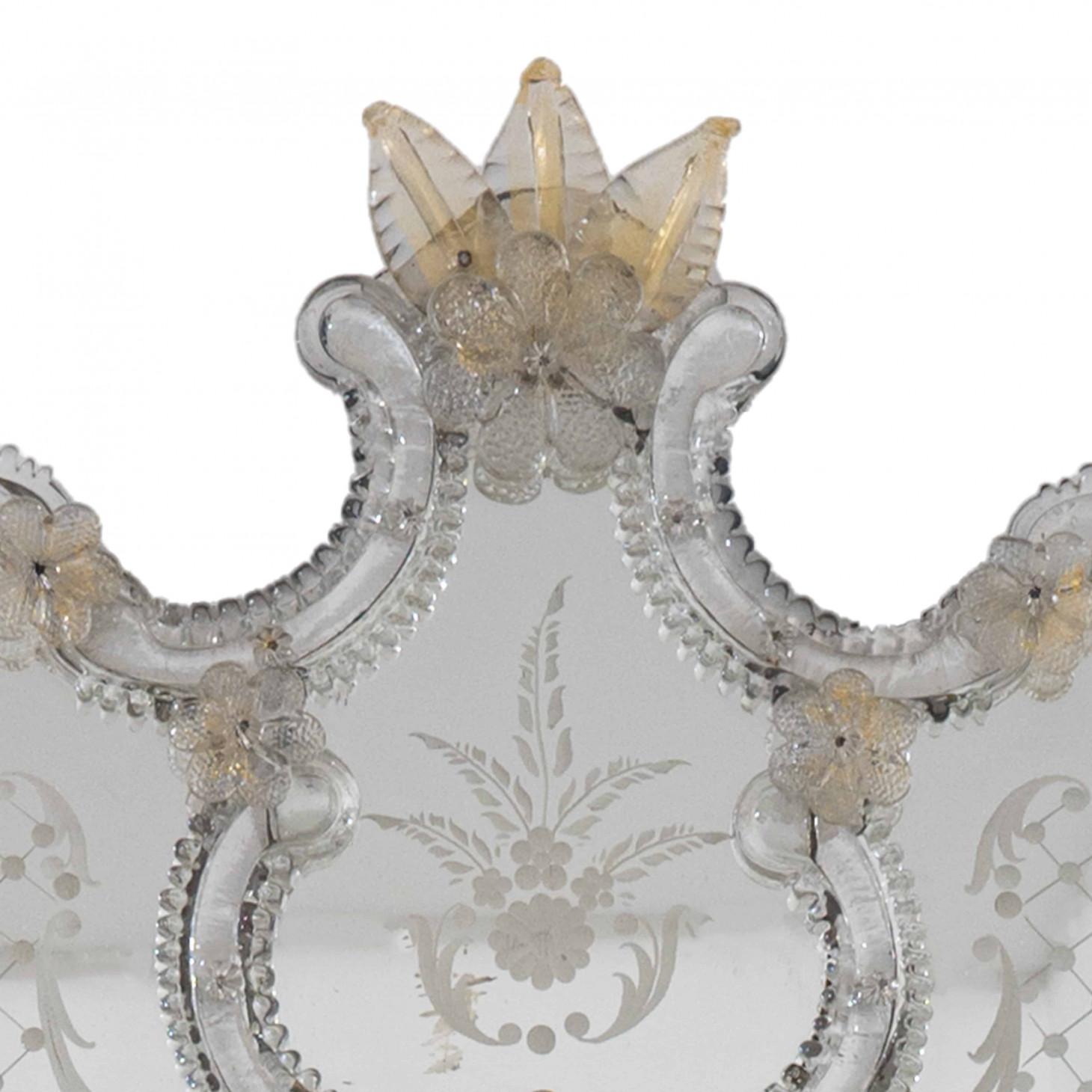 1 des 2 superbes miroirs vénitiens Fratelli Barbini avec verre de Murano en vente 2
