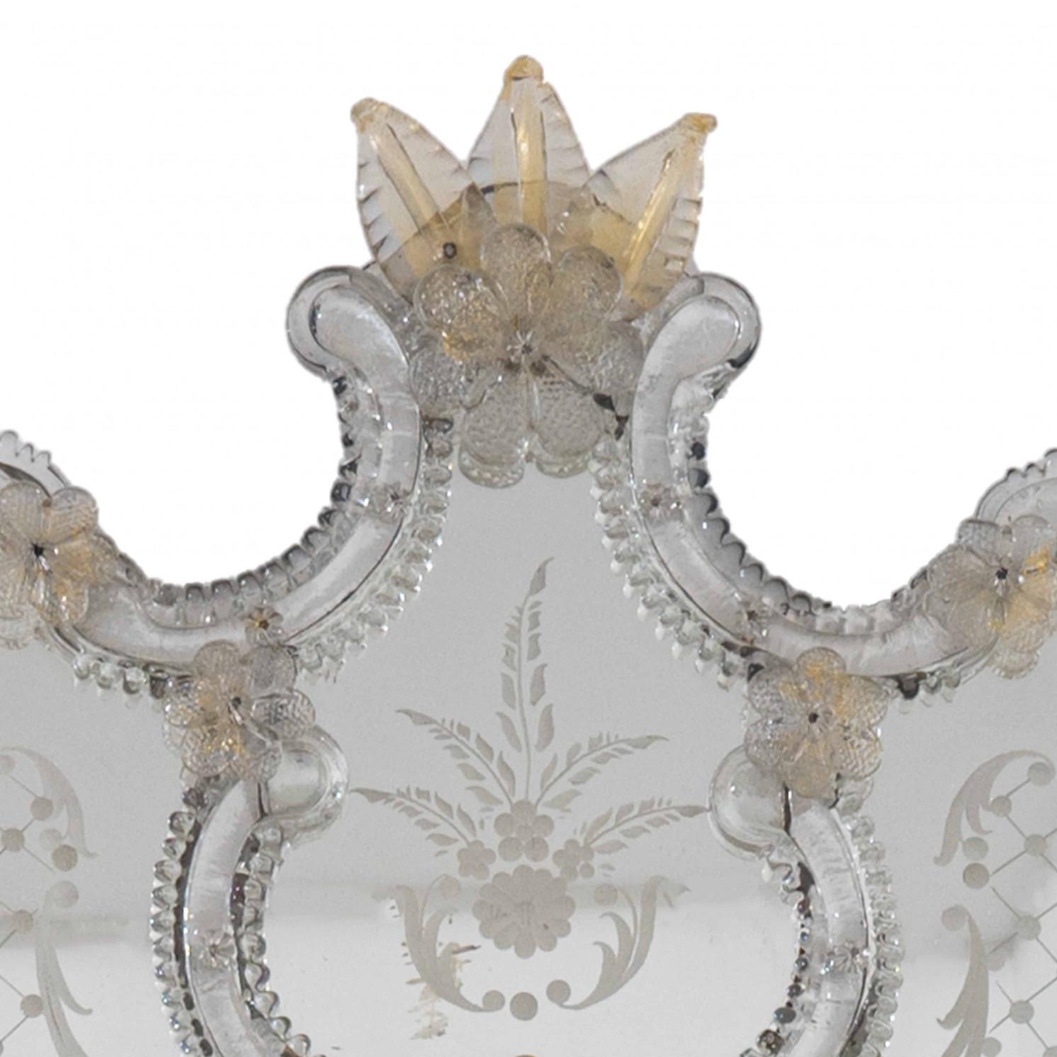 1 des 2 superbes miroirs vénitiens Fratelli Barbini avec verre de Murano en vente 2