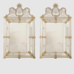 1 of the 2 Stunning Venetian Fratelli Barbini Mirrors With Murano Glass