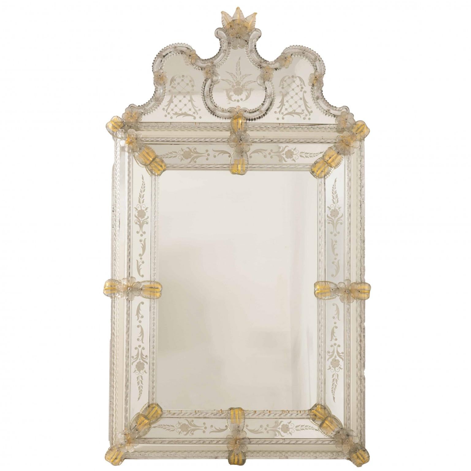 Rococo 1 of the 2 Stunning Venetian Fratelli Barbini Mirrors With Murano Glass For Sale