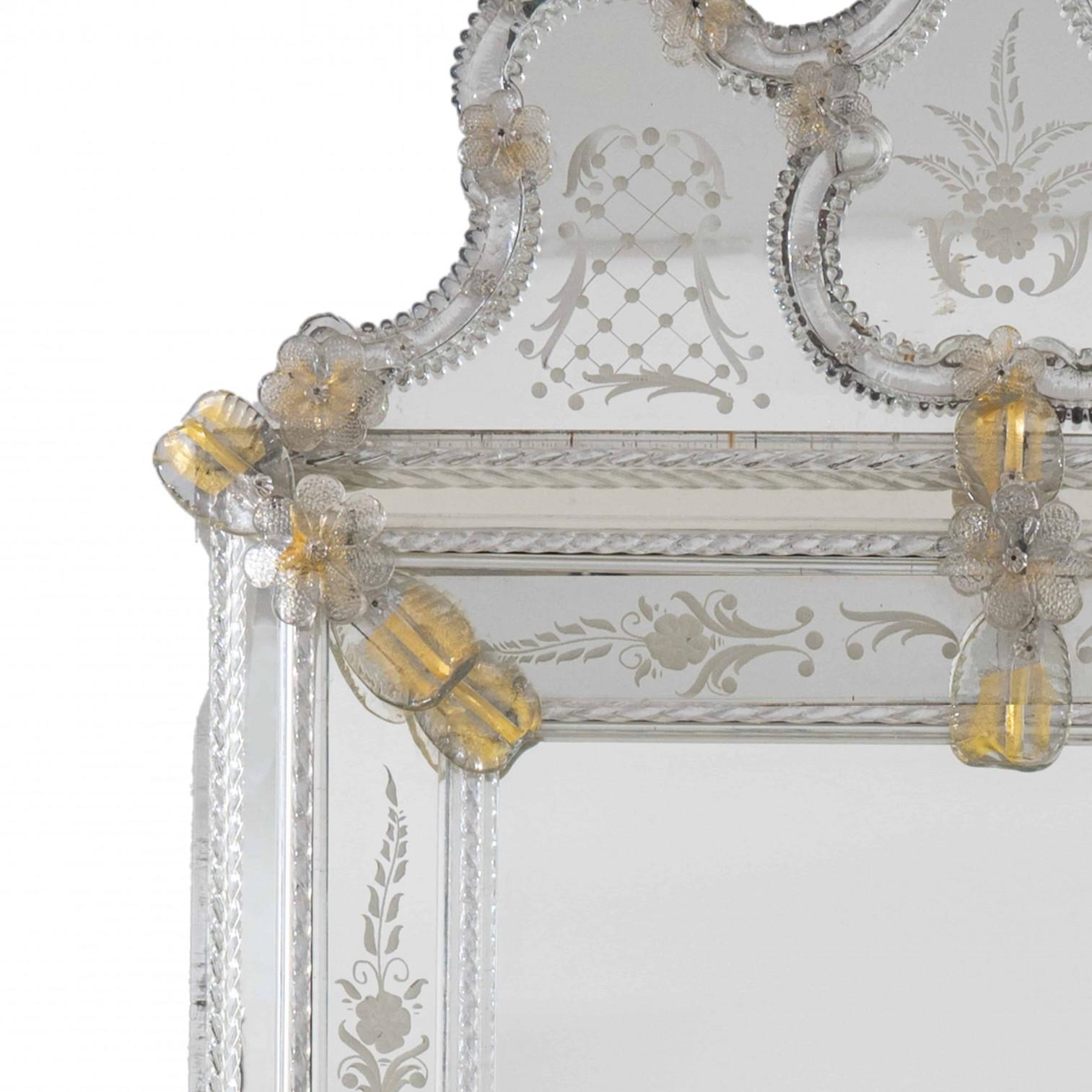 1 des 2 superbes miroirs vénitiens Fratelli Barbini avec verre de Murano Bon état - En vente à Rijssen, NL