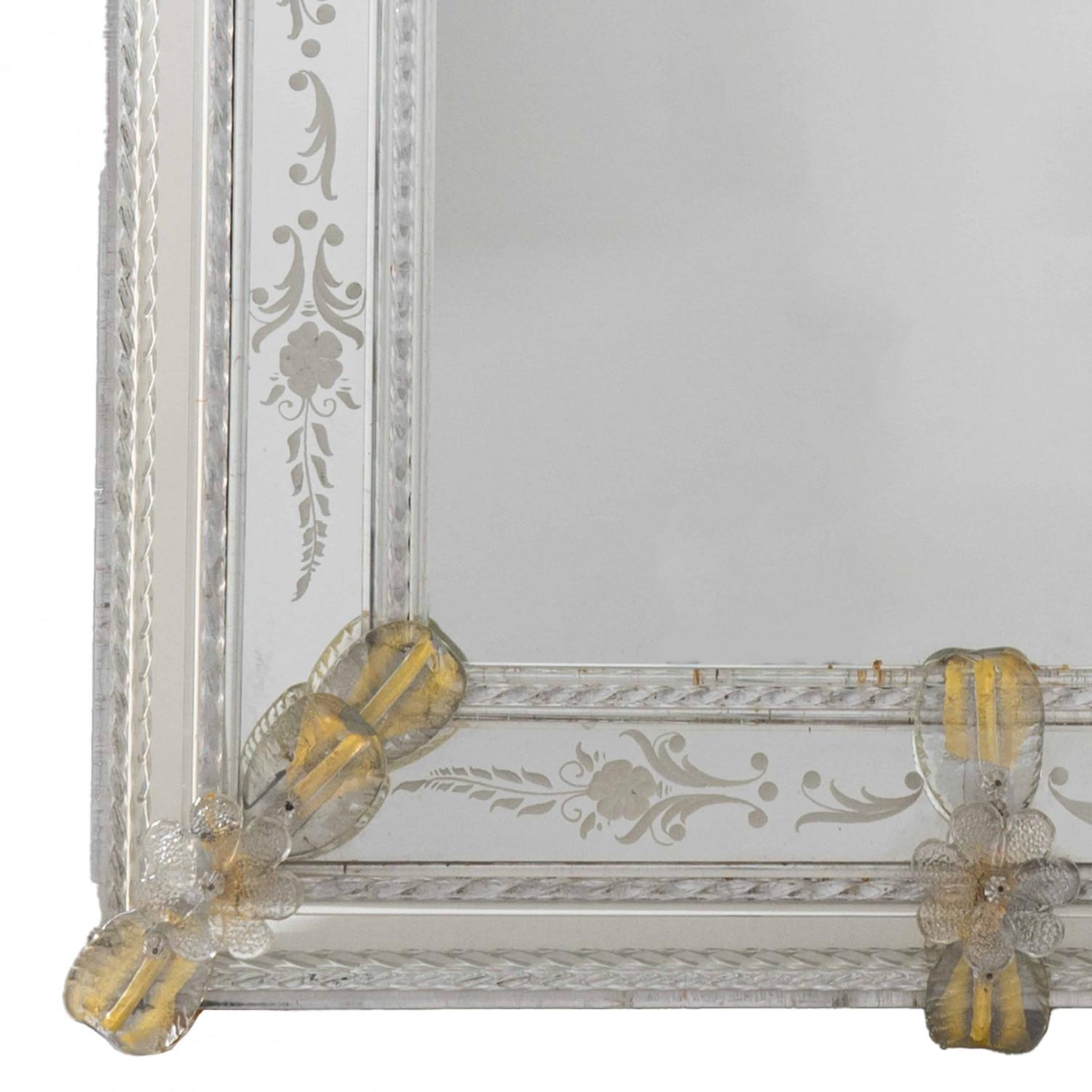 XXIe siècle et contemporain 1 des 2 superbes miroirs vénitiens Fratelli Barbini avec verre de Murano en vente