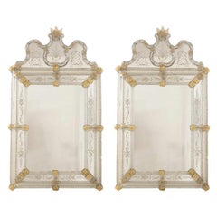 1 of the 2 Stunning Venetian Fratelli Barbini Mirrors With Murano Glass