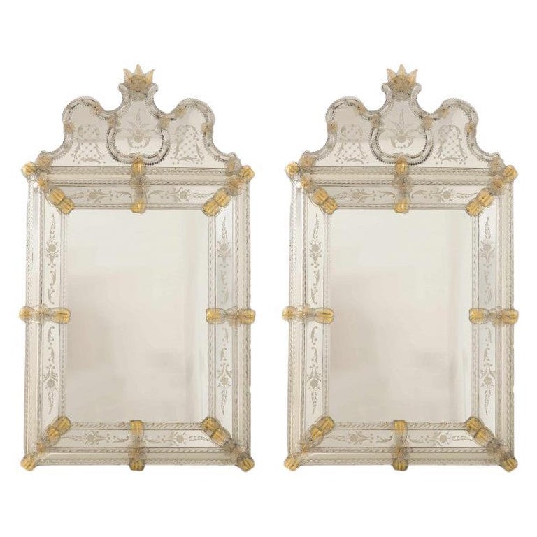 1 of the 2 Stunning Venetian Fratelli Barbini Mirrors With Murano Glass