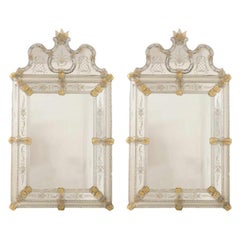 1 of the 2 Stunning Venetian Fratelli Barbini Mirrors With Murano Glass