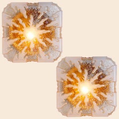 1 of the 2 Textured Clear Glass and Pâte de Verre Flush Mounts, Germany 1960