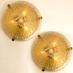 The 2 Thick Blown Glass Flush Mounts Wall Lights, 1960