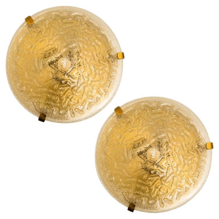1 des 2 appliques en verre soufflé épais, 1960