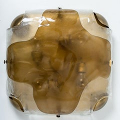 1 of the 2 Two-tone Brass Glass Wall Light by J.T. Kalmar, Austria, 1960s